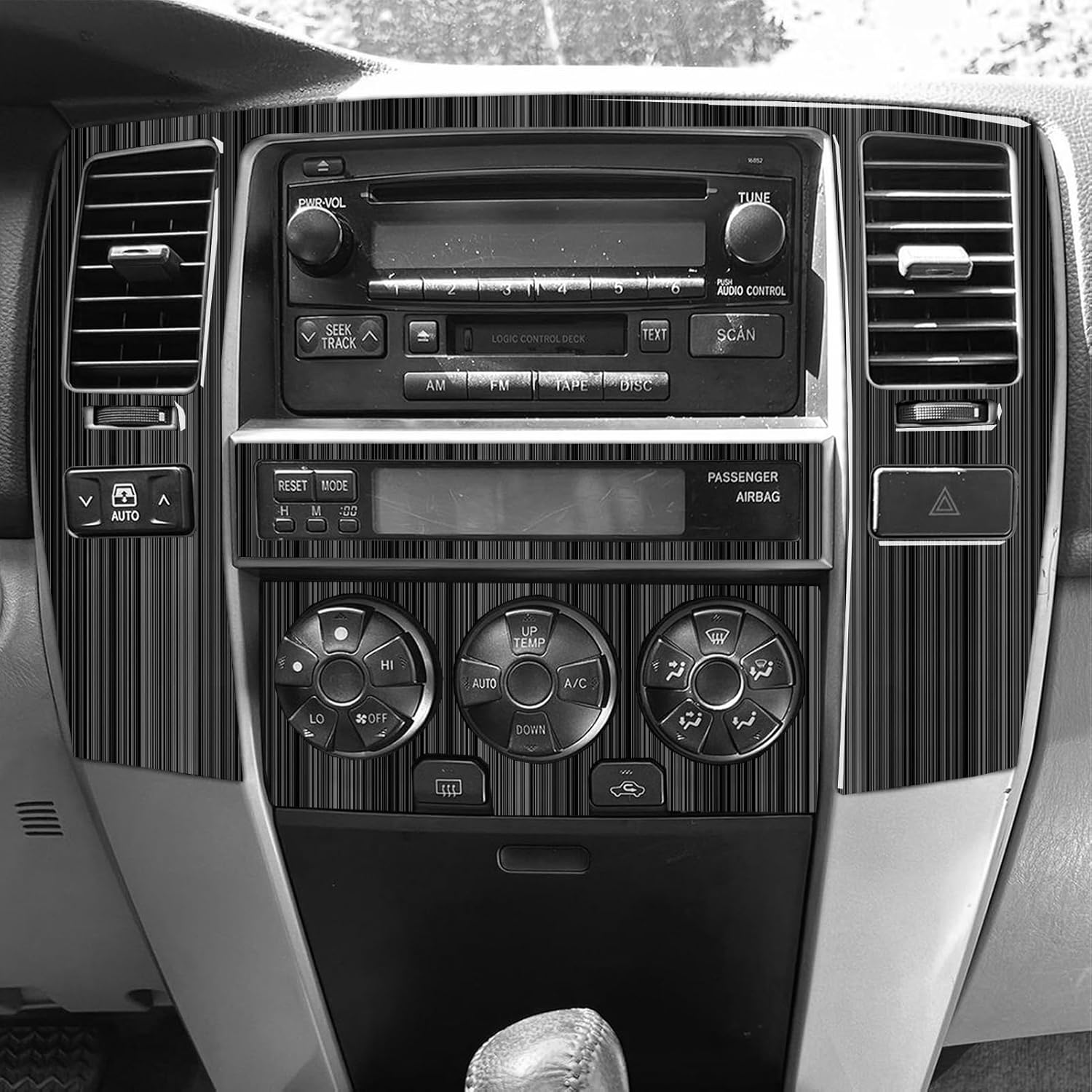 Black Wood Grain Sticker-Car Center Console Gear Shift Water Cup Control Panel Sticker Set Compatible with Toyota 4 Runner(N210) 2003 2004 2005 2006 2007 2008 2009 SR5/Sport Edition/Limited