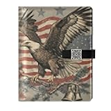 Takiito Leather Notebook Journal Patriotic American Flag A5 Refillable Notebook with Pen Holder Magnet Clasp, 100 Pages & Lined Paper Daily Notepad for Men Women Business Work