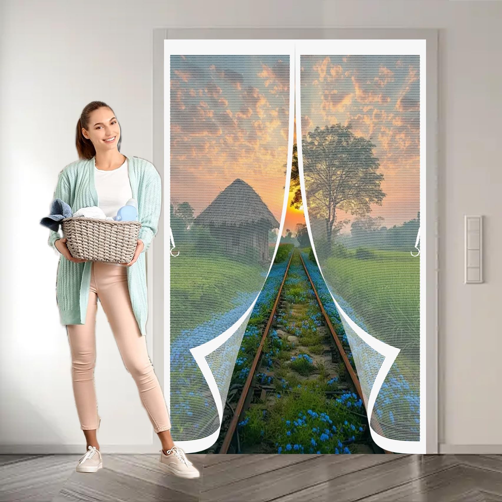 Moustiquaire porte anti-moustique rideau aimanté blanc 125 x 196 cm