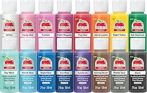 A set of colorful acrylic craft paints for DIY projects