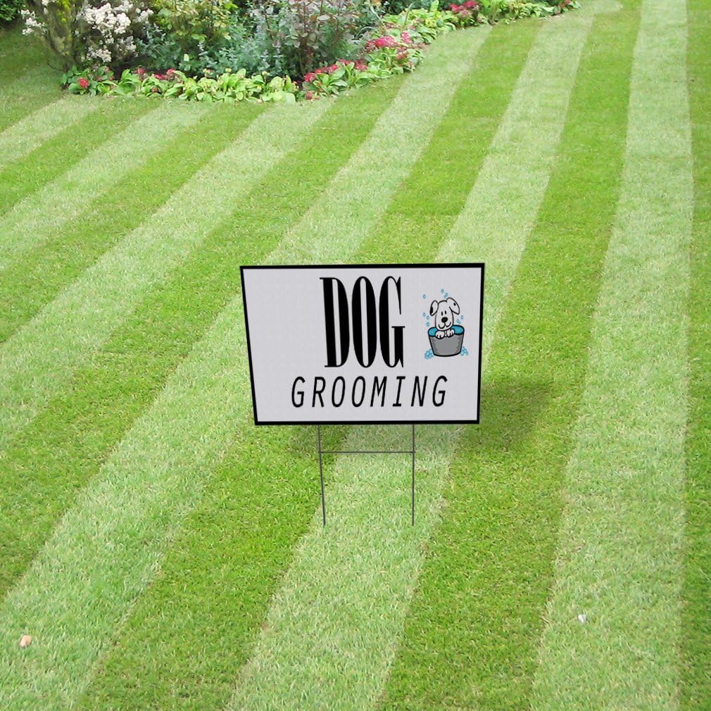 Weatherproof Yard Sign Dog Grooming Outdoor Advertising Printing C White Lawn Garden Pet 18x12 Inches 2 Sides Print