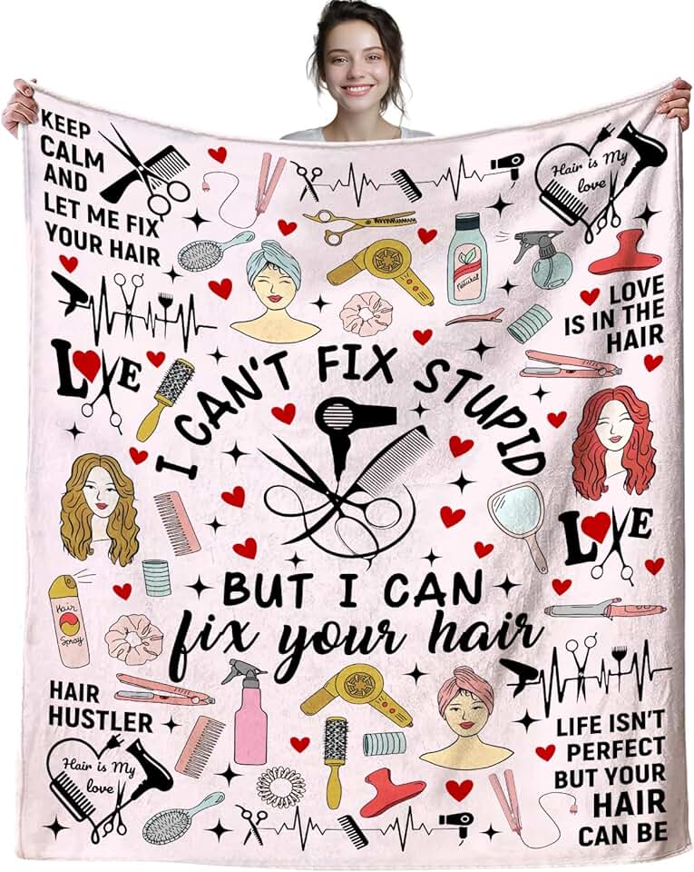 Barber-themed throw blanket