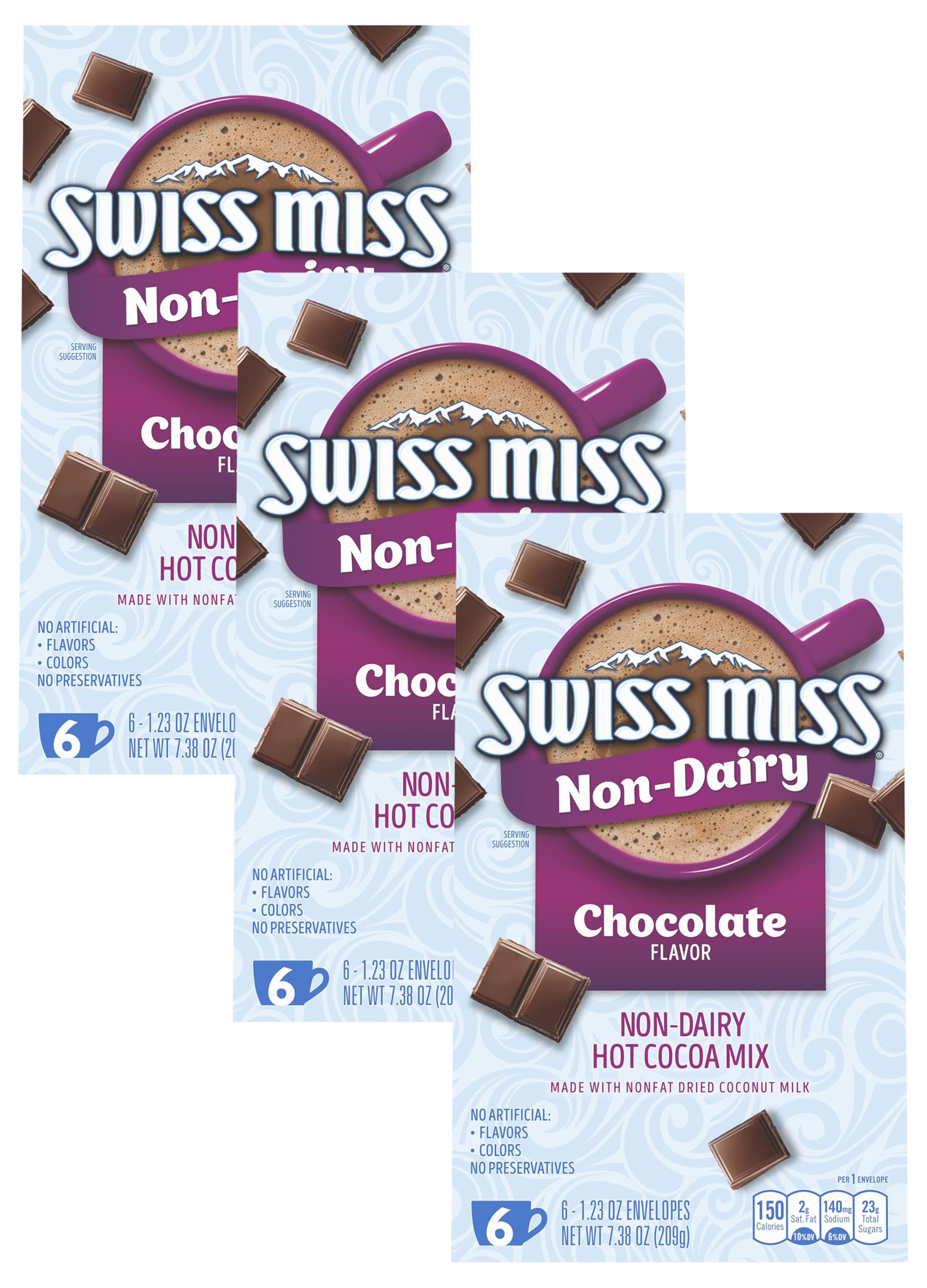 Swiss Miss Non-Dairy Chocolate Flavored Hot Cocoa Mix, 1.23 oz 6 ct (Pack of 3)