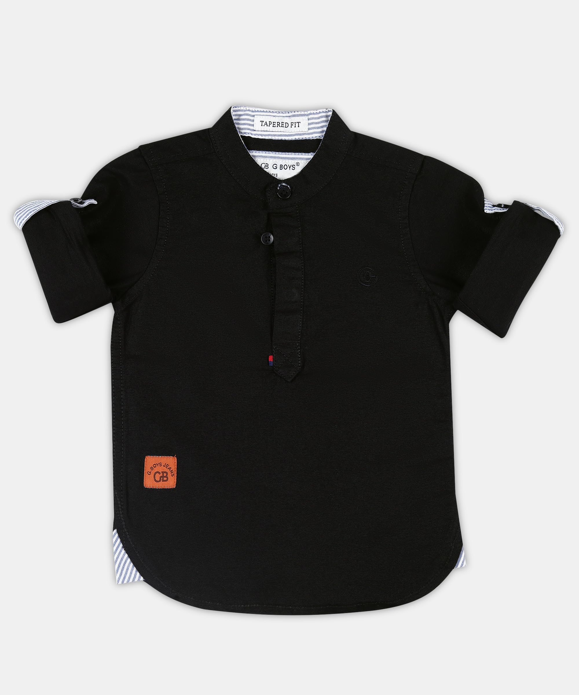 Pooja Baby Kids Stylish Solid Style Cotton Regular Fit Kurta Formal Boys Shirt Casual Wear Buttoned Kurta for Boys (2-3 Years, Black) - Image 3 thumbnail