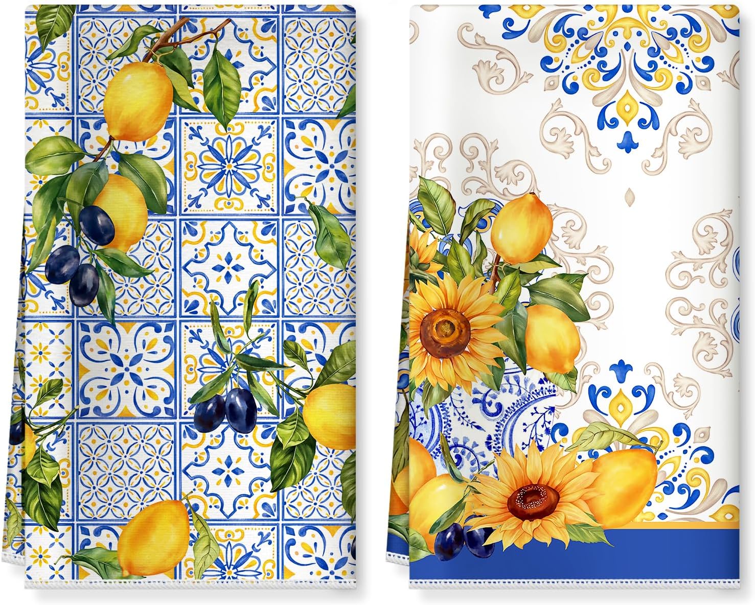 Lemon Floral Microfiber Kitchen Towels, Soft Absorbent Hand Towel 15.7 × 23.6 inch, Thick Dish Cloth for Party Anniversary Holiday Decoration, Housewarming Gifts for Mom