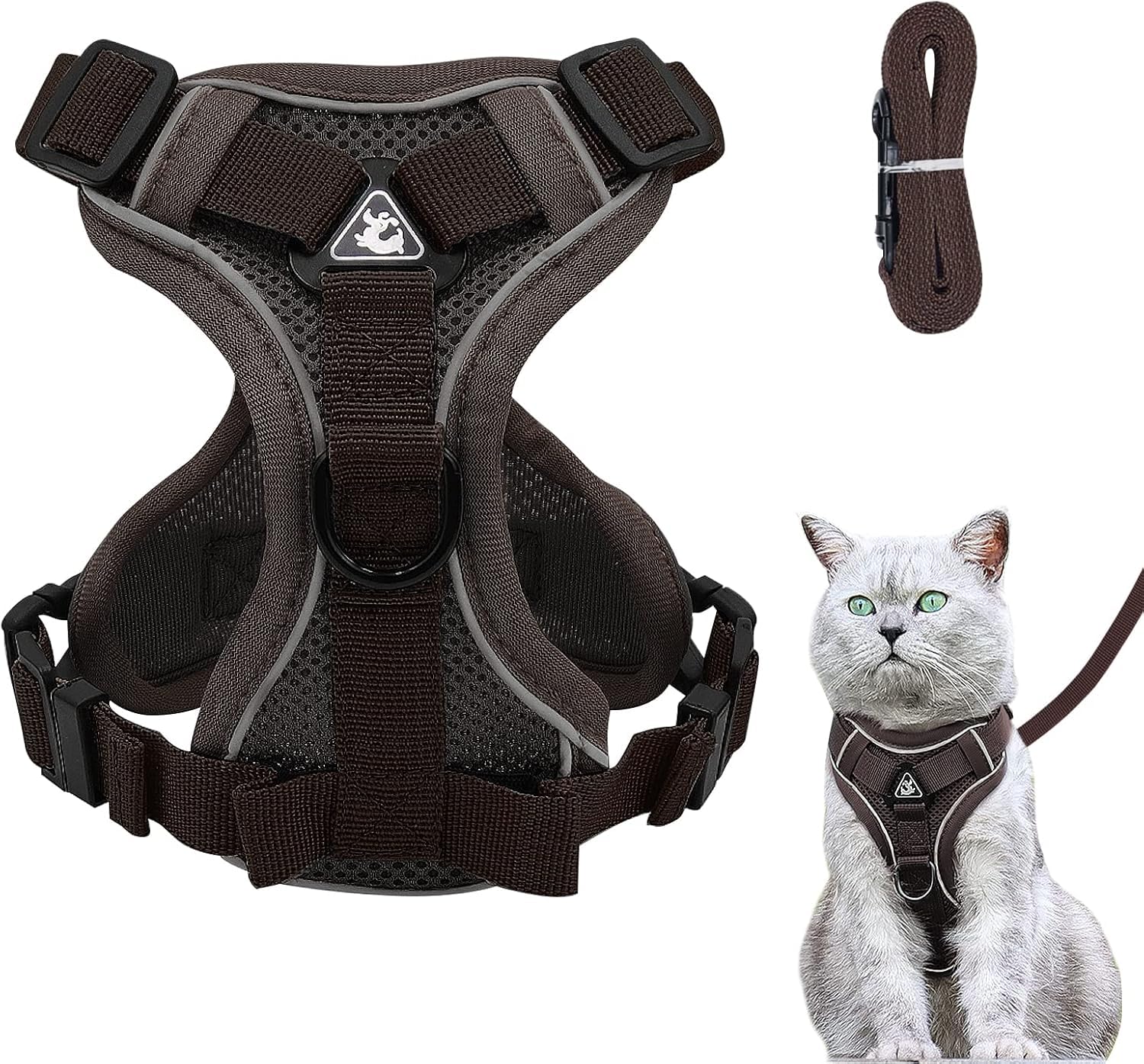 Arnés ajustable para gatos, antiescape, suave, con correa, para gatitos y perros (azul agua, L) — view 26
