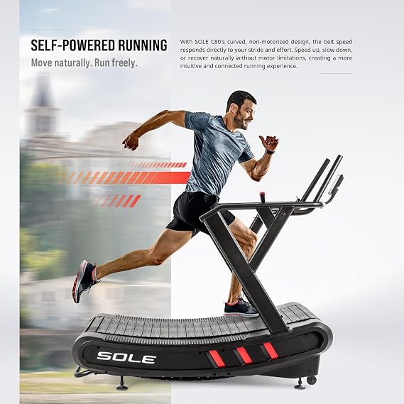 Sole Fitness C80 Curved Manual Treadmill for Home Gym Cardio Running