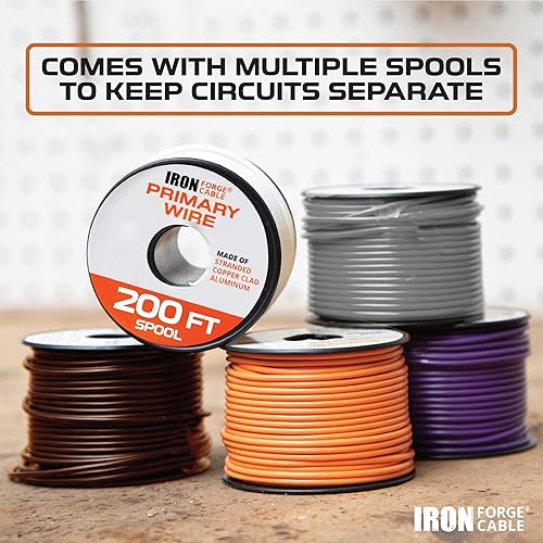 Vista 12 de Alambre primario de calibre 12, paquete surtido de 10 rollos, 100 pies de alambre de aluminio recubierto de cobre por rollo
