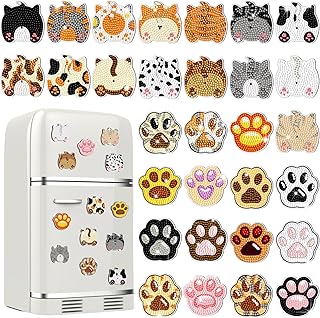 Remuuly 30 Pcs Animal Diamond Painting Magnets Cat Paw Butt Shaped Diamond Art Magnets Kits for Adults Cute Animal 5D Rhinestones Refrigerator Magnetic Stickers for Cat Lovers Gifts Fridge DIY Crafts