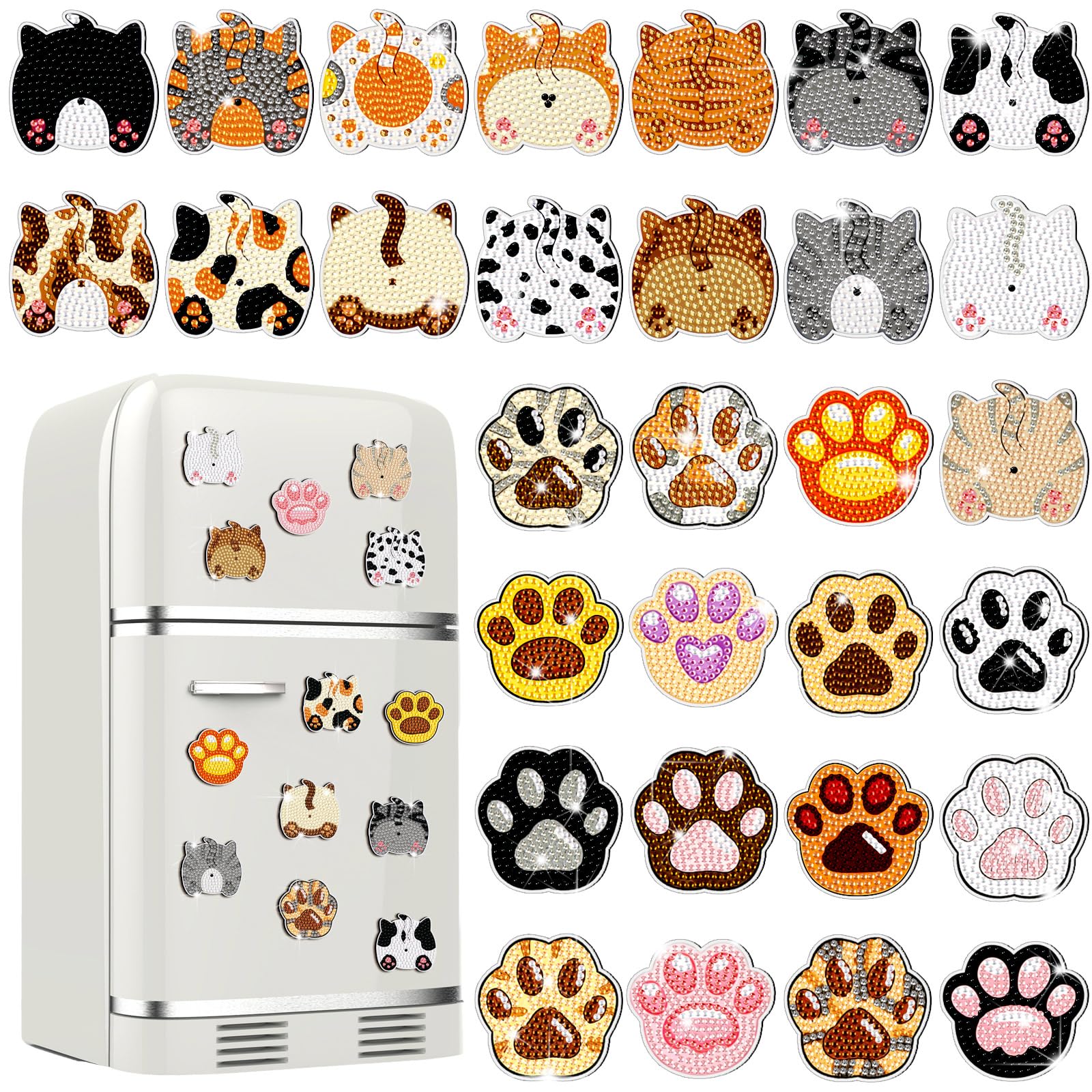 Remuuly 30 Pcs Cat Paw Butt Diamond Painting Magnets Diamond Art Magnet Kit