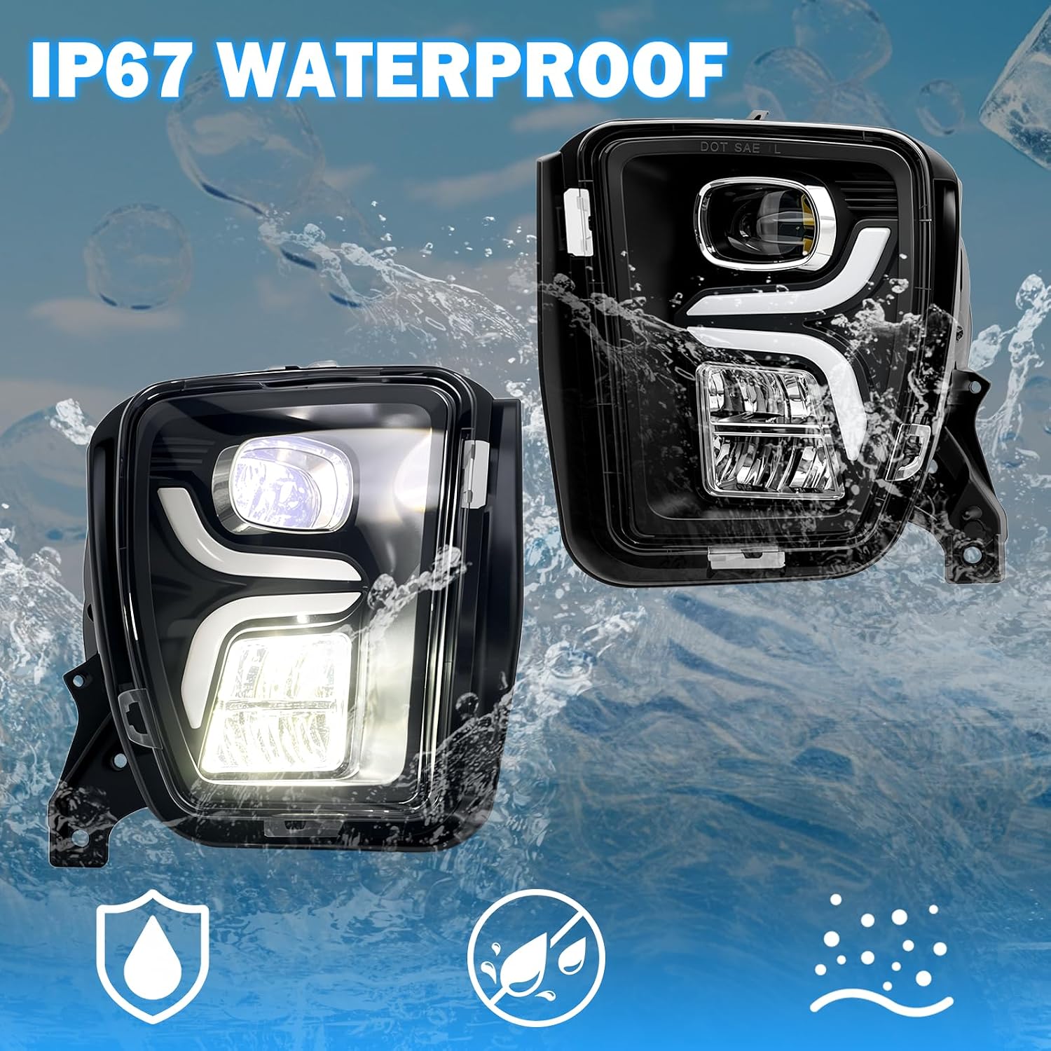 LED Fog Lights fit for 2013-2018 Dodge Ram 1500 Pickup 2019-2021 Ram 1500 Classic Pickup with Daytime Running Lights Turn Signal Light Bumper Driving Lamps 1 Pair of Fog Lamps