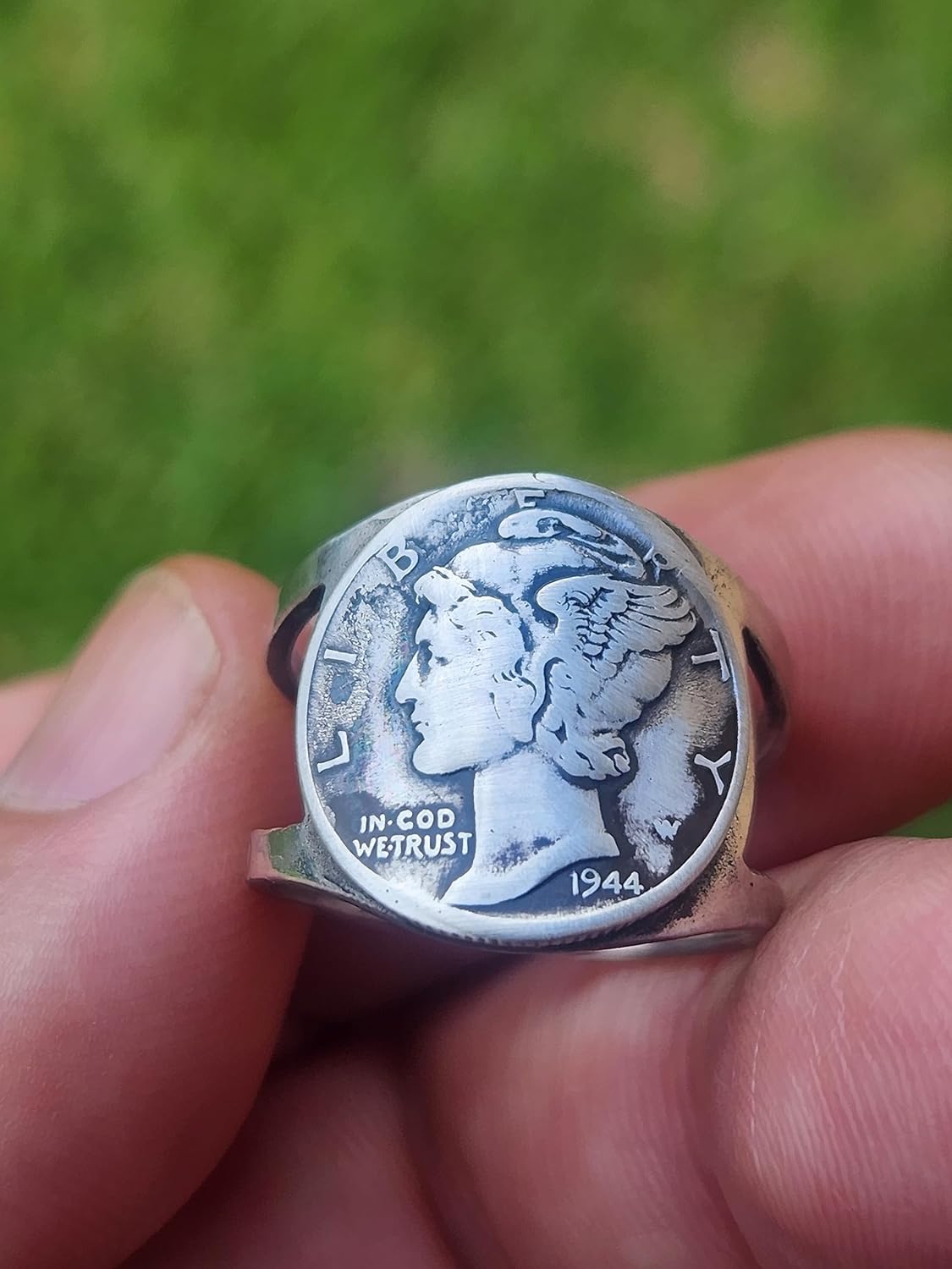 Women adjustable 8 to 10 size signet ring authentic Mercury dime coin 1936 1937 1938 1939 1940 1941 942 1943 1944 1945