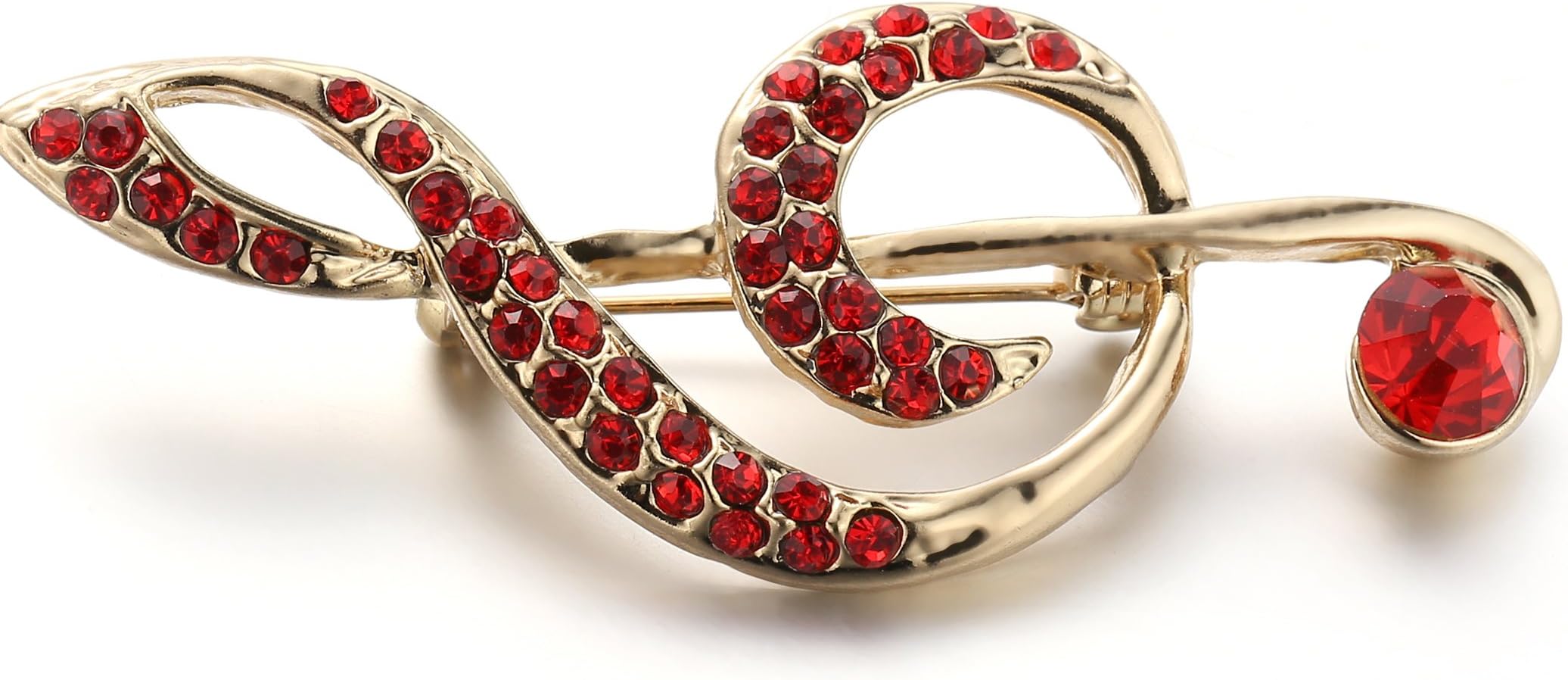 Crystal Rhinestone Golden Pin Brooch Music Brooches Pins Clips Unisex Women&Men (Red)