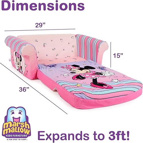 Miniatura 11 de Marshmallow Furniture, Gabby's Dollhouse - Sofá cama 3 en 1 para bebé, sofá convertible para niños, sofá cama y tapete de espuma para siesta para