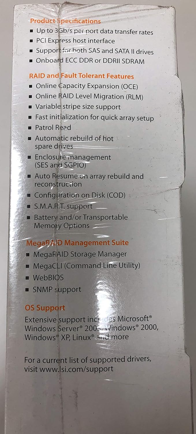 Amazon Com Lsi Logic Lsi00142 Megaraid Sas 8888elp 8 Port 3gb S Sas Sata 512mb Pci Express Lp Rohs Electronics