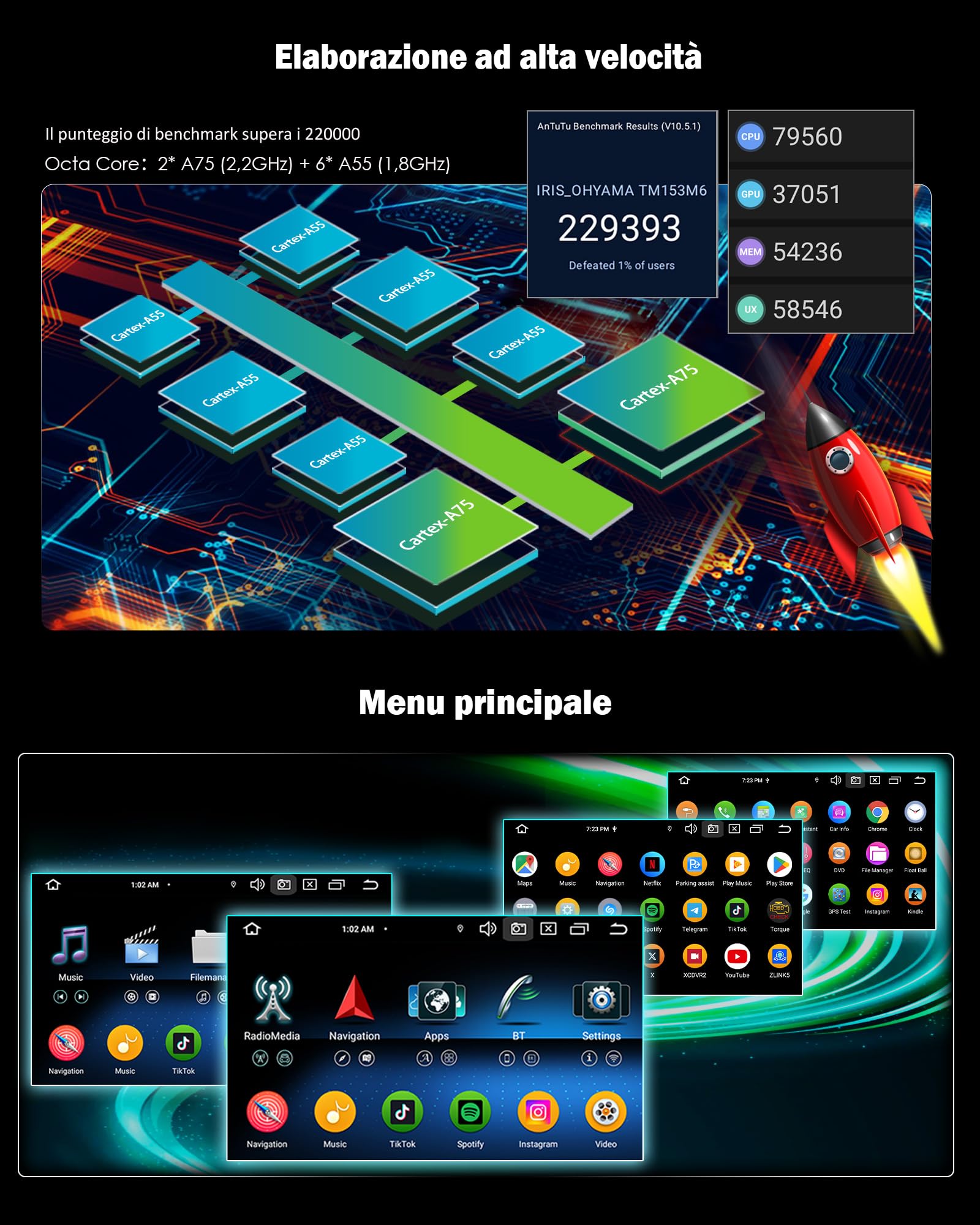 7" 8-Core Autoradio Android 16 per Fiat 500 500C 500S 500E Wireless Carplay | Android Auto 4GB+64GB Bluetooth 5.0 DSP WiFi 4G LTE SWC FM Radio GPS Navigatore IPS Schermo Tattile (Nero)