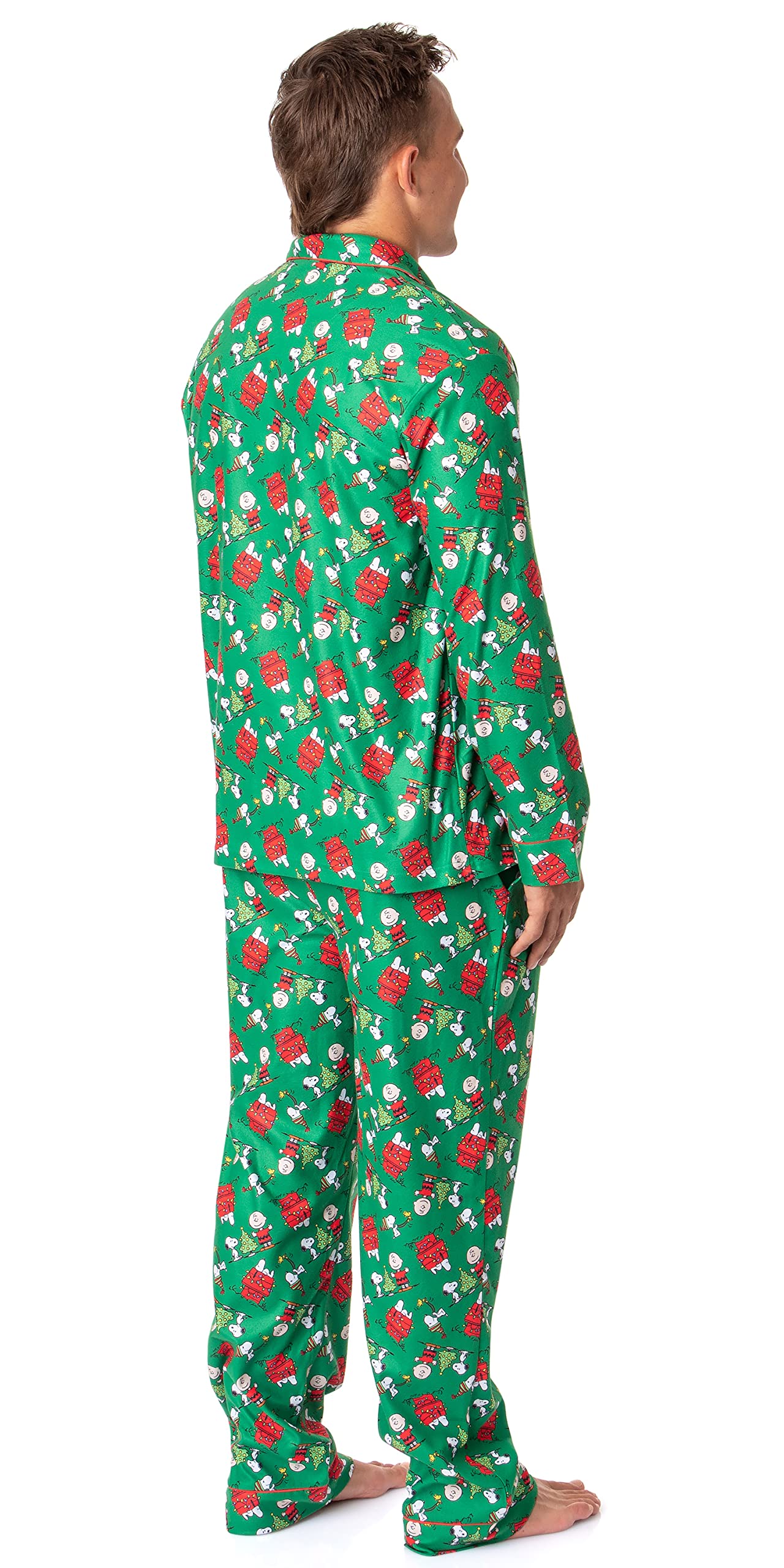 INTIMO Peanuts Herren-Schlafanzug-Set, Snoopy Charlie, Braun