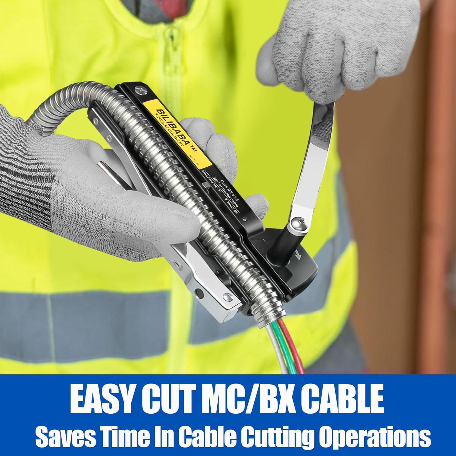 53725 Armored and BX Cable Cutter, Easy-Assembly MC Cable Cutter with Durable Blade 2.0, Cuts 3/16" to 3/8" Armored Cable-BX-AC-MC-Greenfield, With Blades Storage