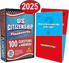 US Citizenship Flash Cards 2025: Compact Naturalization Test Study Guide with 100 USCIS Questions & Answers, New Turn & Flip Method, Lightweight & Portable with Online Audio