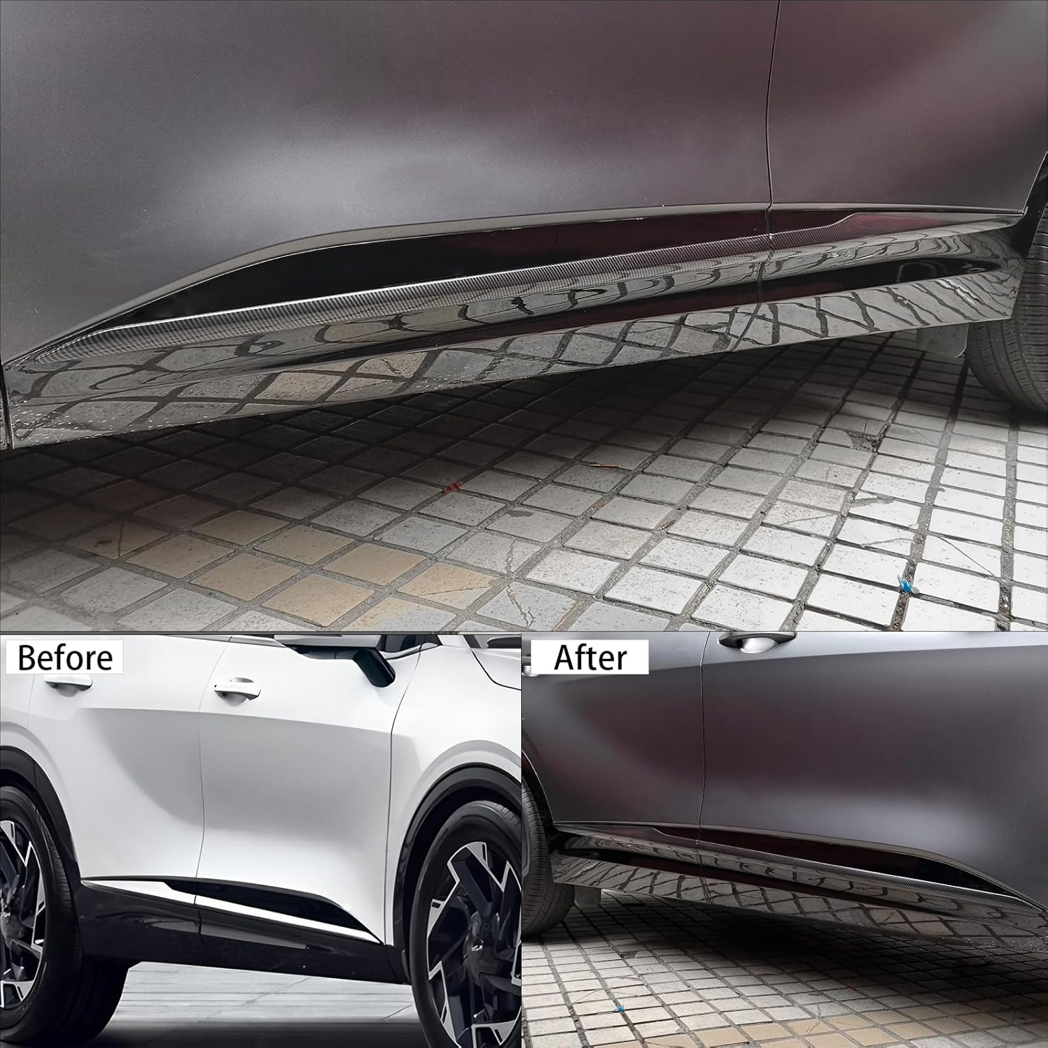 Body Side Molding Trim Rocker Panel,Body Side Moulding Cover Compatible with Kia Sportage 2023-2026 Accessories (Carbon Fiber Style)