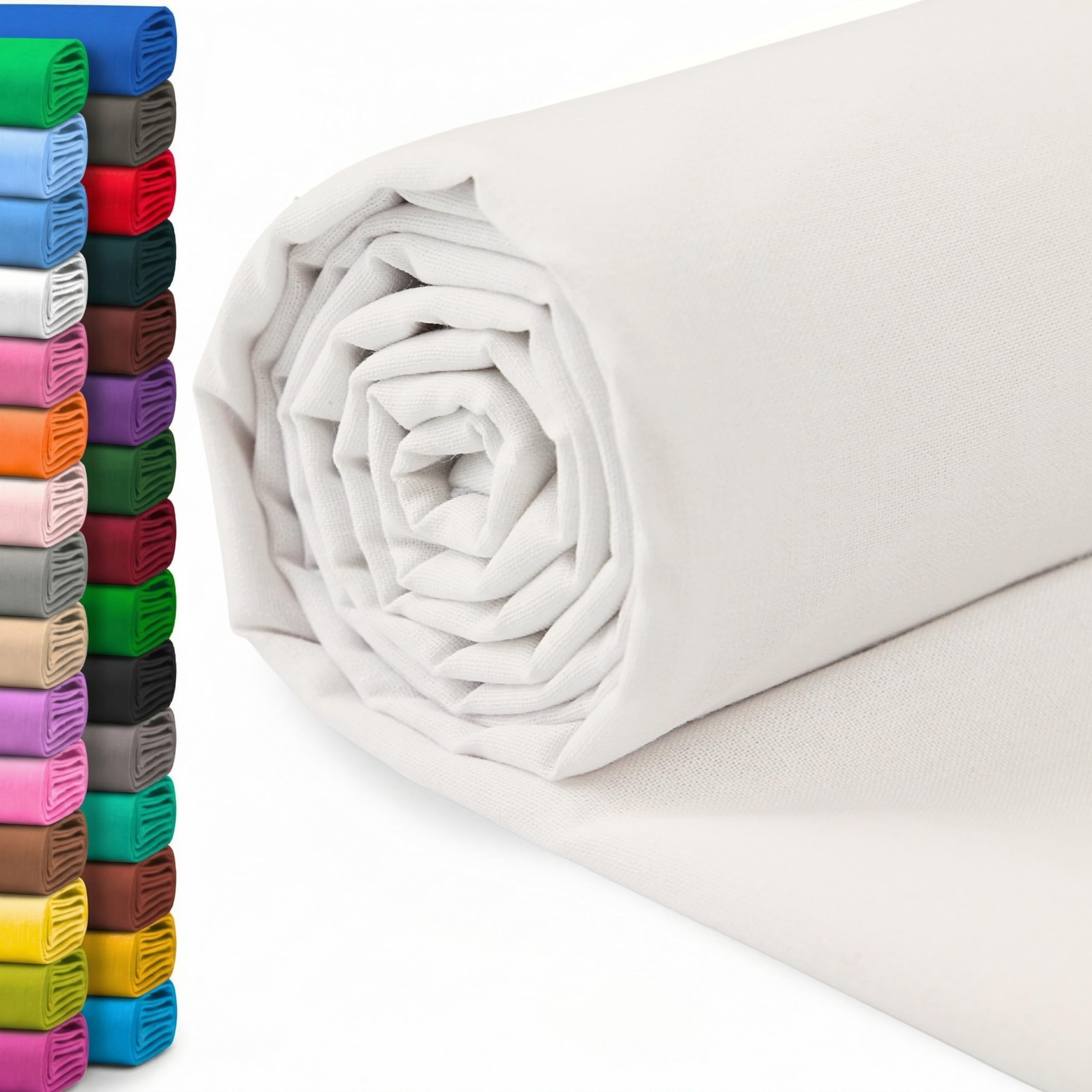 A-Express 100% Cotton Fabric - 60 Inch 150cm Wide - Plain Cotton Fabric by The Metre - Ideal for Quilting, Sewing, Dressmaking, Curtain Linings, Totes, Bedding, Pillowcases - White 5 Metres