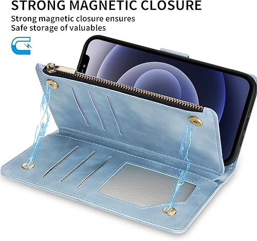 Miniatura 5 de ZZXX Funda tipo cartera para iPhone 12, funda tipo cartera para iPhone 12 Pro con ranura para tarjetas, de piel sintética suave de alta calidad, con