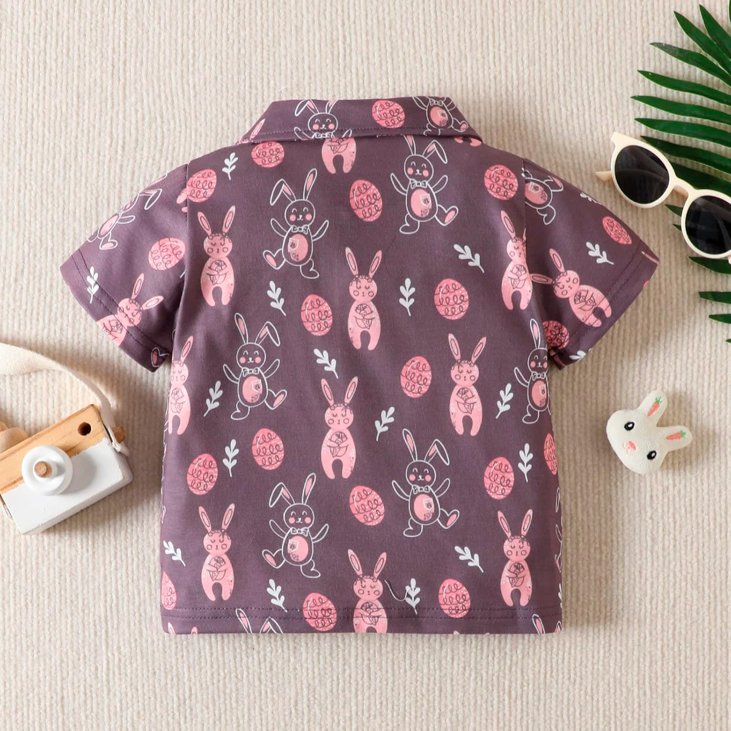Easter Shirt for Toddler Boys Girls Cartoon Rabbit Printed Tops with Pocket Boys Short Sleeve T Shirt Tops
