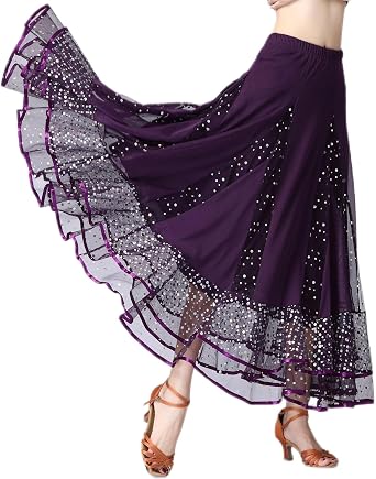 Female Ballroom Dance Swing Skirt Dance Performance Skirt Gradient Color Modern Dance Long Skirt