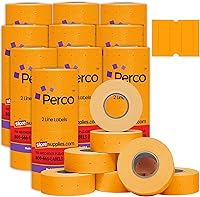 Vista 19 de Perco Etiquetas amarillas de 2 líneas, 8 rollos, 1 manga, 6,000 etiquetas de precio en blanco y fecha para pistolas Perco de 2 líneas de precio