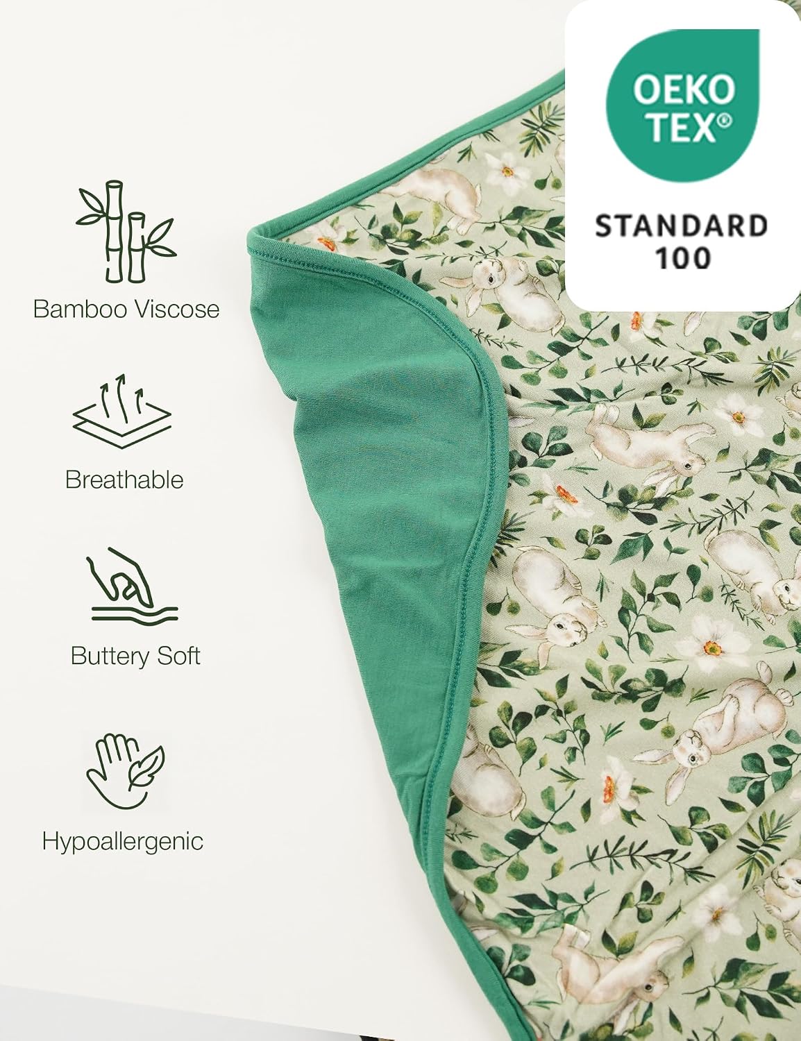 Premium Baby Blankets for Girls Boys, Soft Viscose from Bamboo, Breathable & Hypoallergenic Crib Blanket Newborn Toddler Quilt for Bedding, Stroller, Nursery 47″x 47″, Rabbit Garden