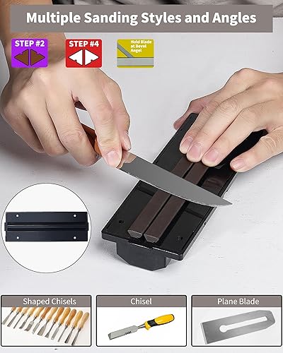 Miniatura 7 de Afilador de tres cuchillos con varillas de seguridad, piedras de cerámica de alúmina de alta calidad, varillas afiladoras para reparar y pulir