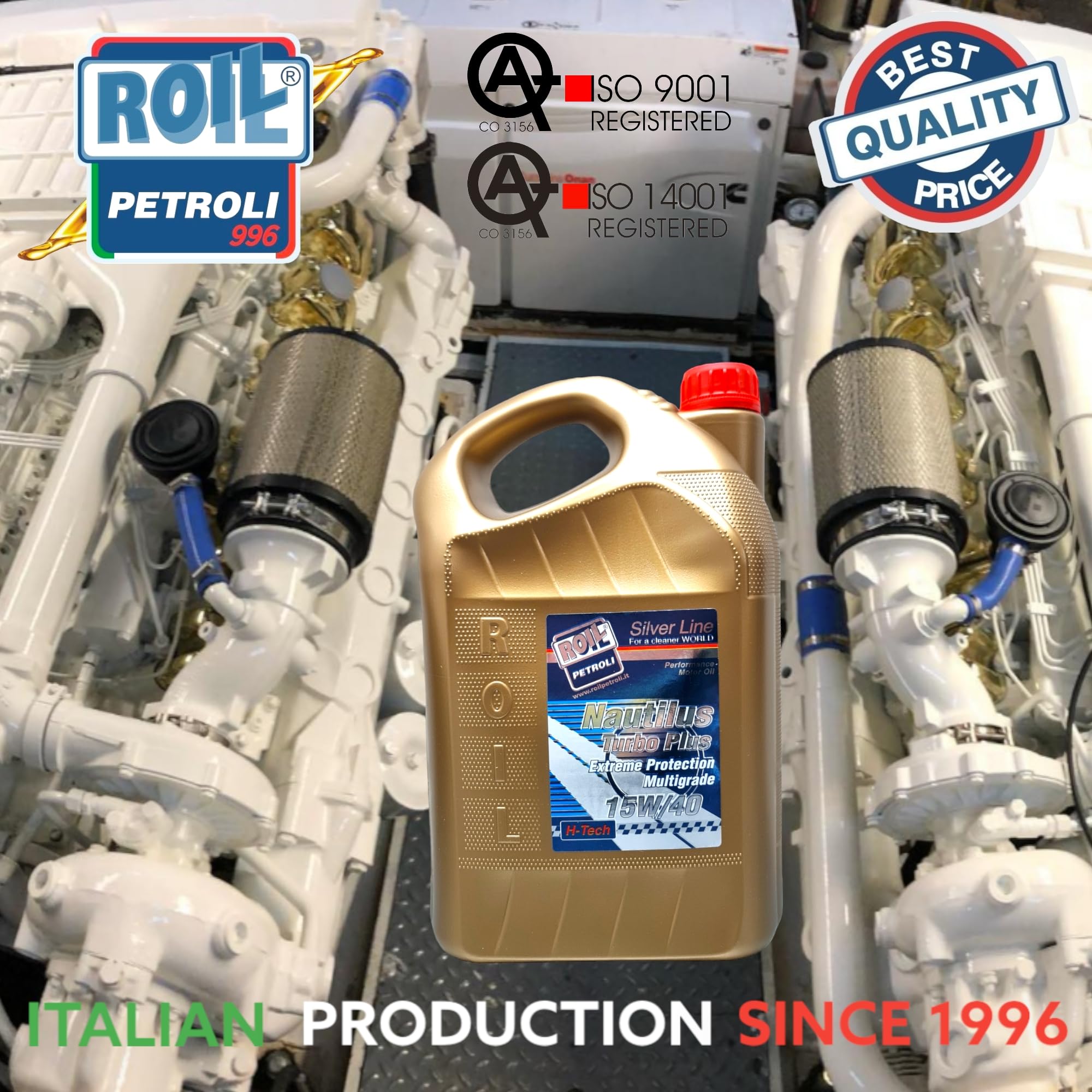 10 Litri di Roil NAUTILUS 15W/40 TURBO PLUS VDS-3 ►NUOVA FORMULA, RIDUCE CONSUMO DI CARBURANTE ED OLIO◄ Olio per motori NAUTICI - ACEA E7, E9