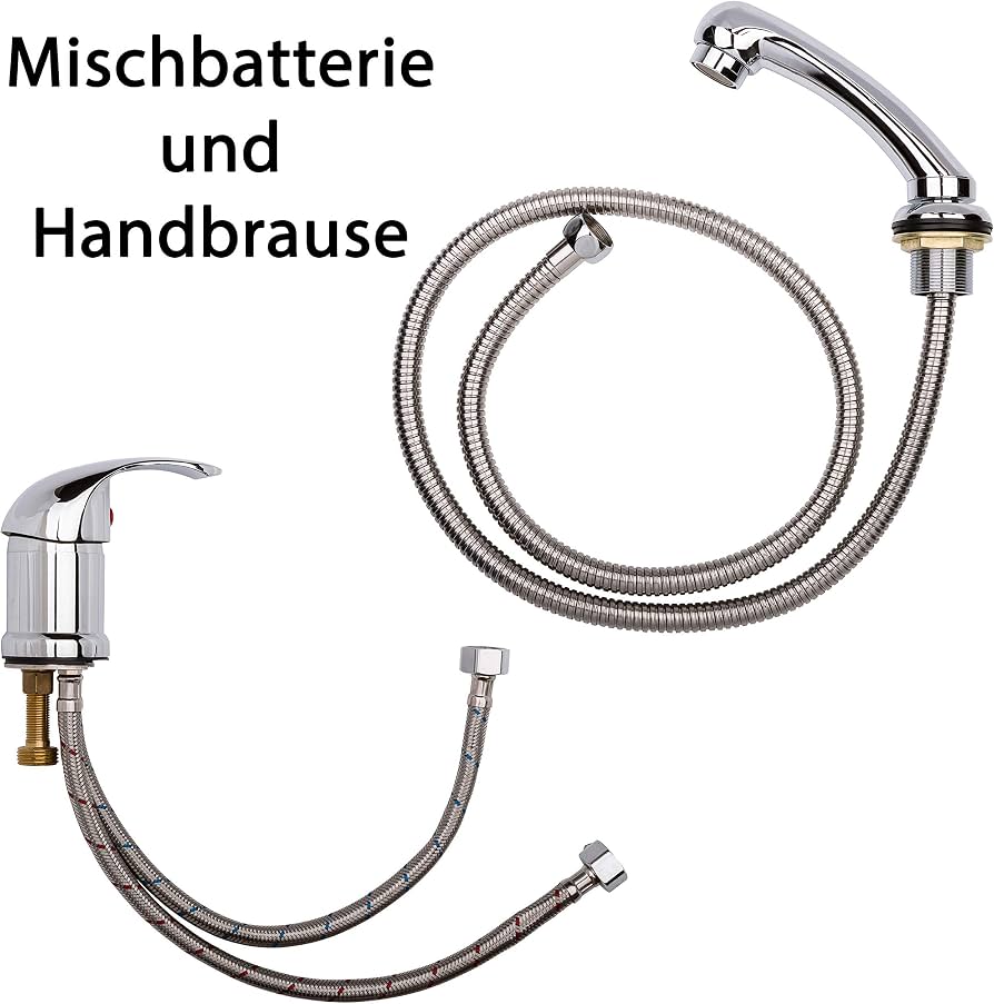VAKON SALON - Standard Einhebel-Mischbatterie Waschbecken, Duschkopf Handbrause mit Schlauch, Friseurarmatur für Waschsessel und Friseurwaschanlage