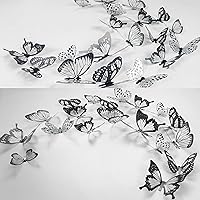 Vista 2 de Ewong 54 piezas de decoración de pared de mariposa 3D negra – Decoración de pastel de fiesta – Calcomanía de pared extraíble impermeable