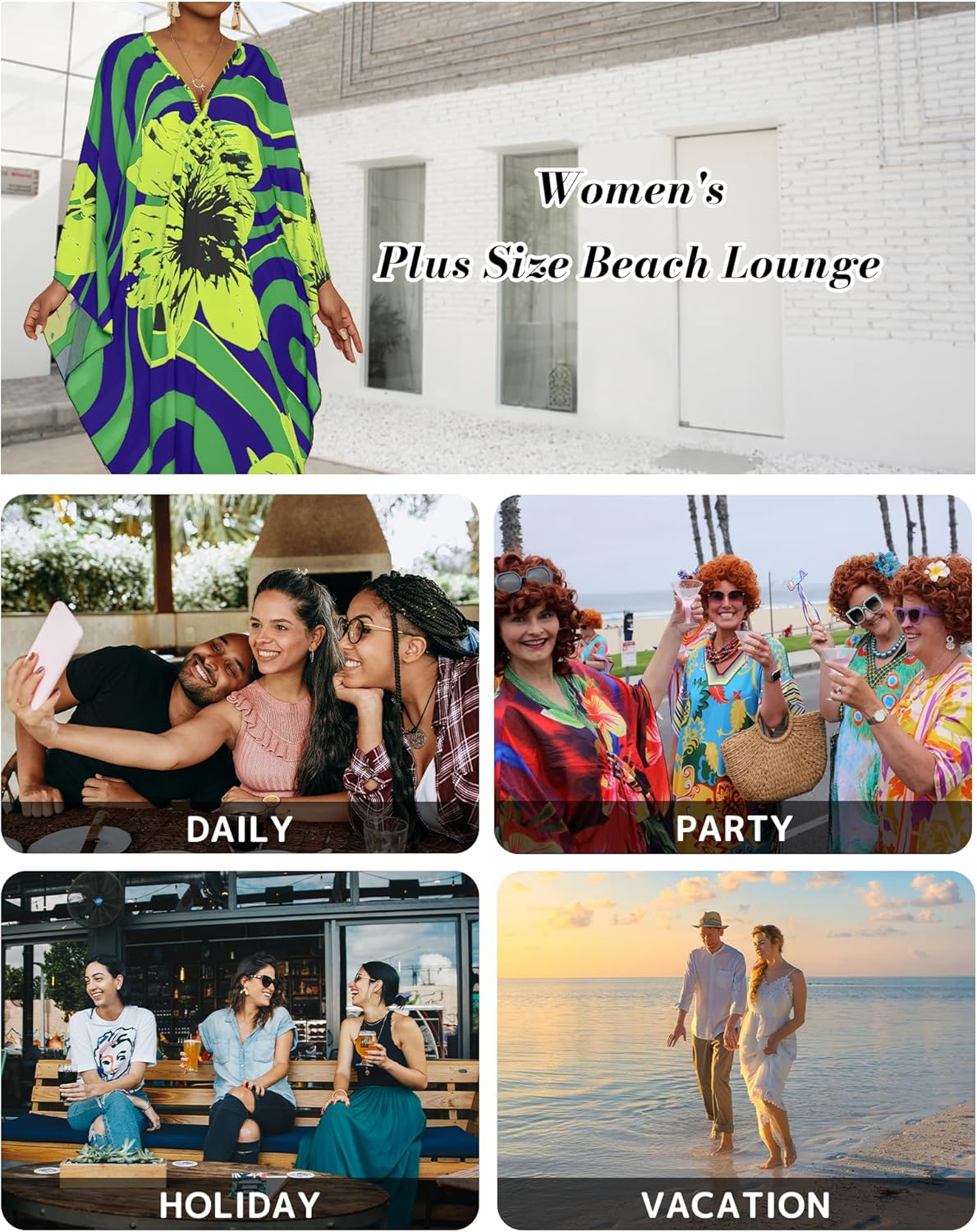 Bsubseach Women Floral Print Kaftan Dresses Plus Size Bathing Suit Cover Up Moo Moos Caftan Beach Dress for Swimwear Summer - Image 2