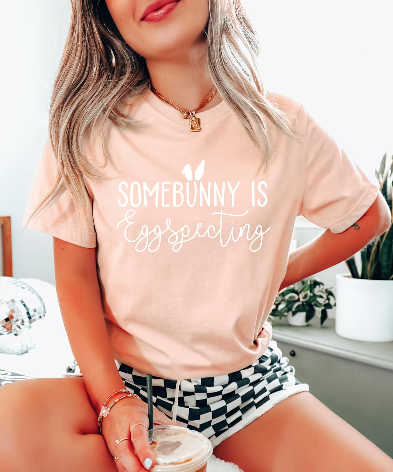 Olive Loves Apple Some Bunny is Eggspecting Easter Pregnancy Reveal and Birth Announcement Shirts for Mama