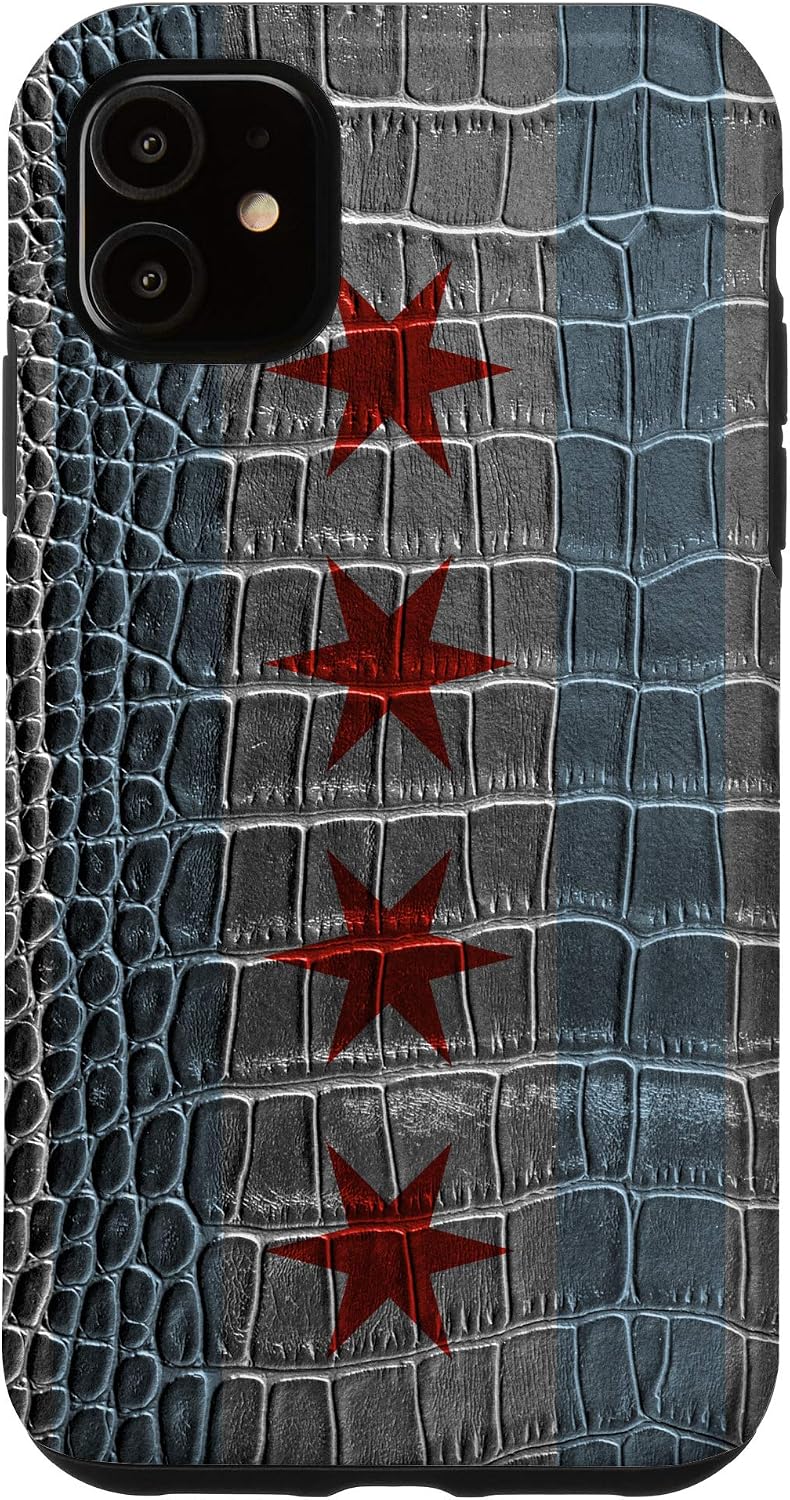 iPhone SE (2020) / 7 / 8 Chicago Flag and Crocodile Print - Chicagoan Pride Case