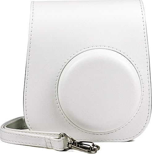 Epicgadget Funda para cámara instantánea Fujifilm Instax Mini 11, funda de PU con correa extraíble para cámara Fujifilm Instax Mini 11 (blanco)