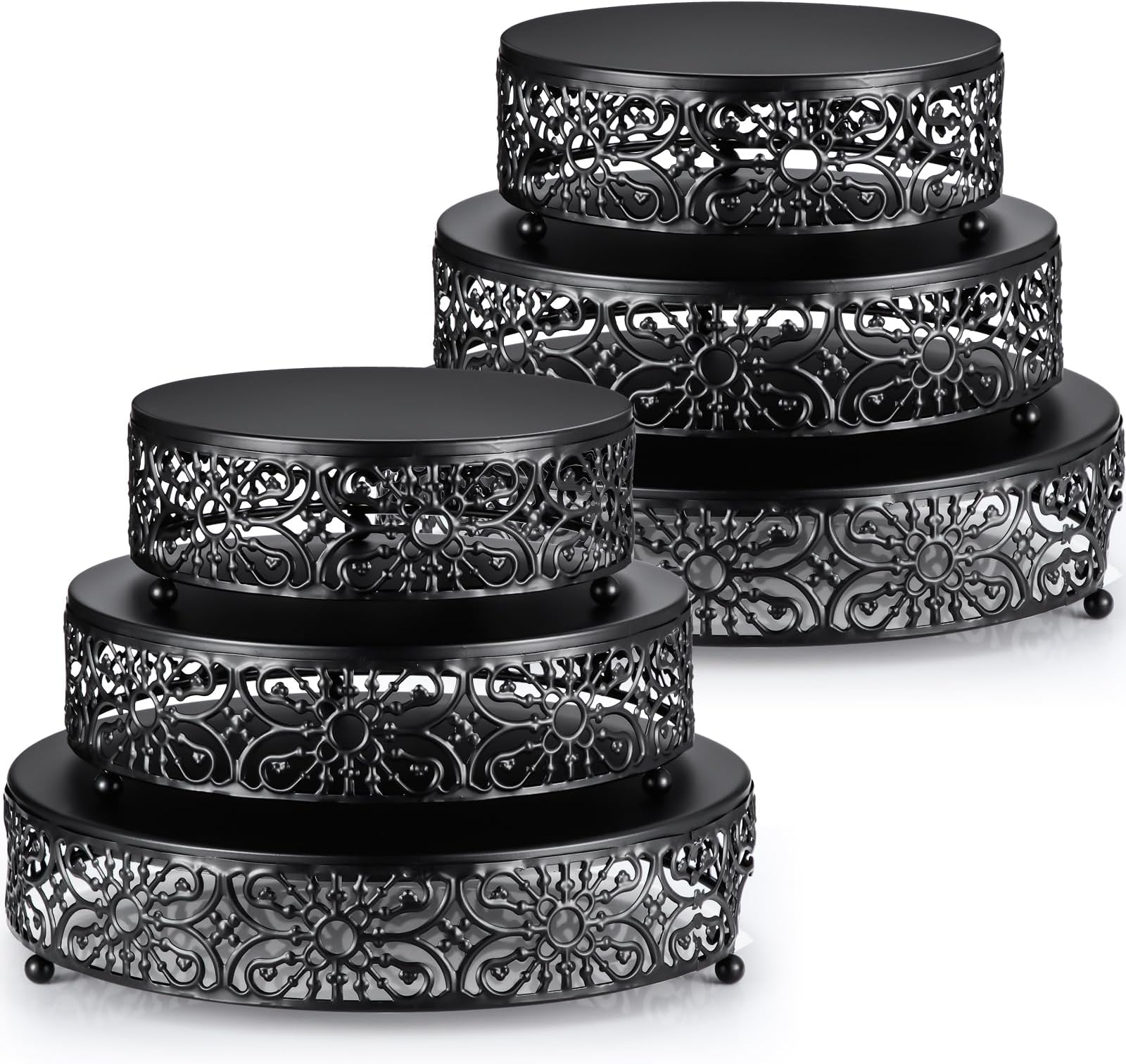 Amazon.com | Lallisa 6 Pack Black Cake Stand Set Round Wedding Cake ...