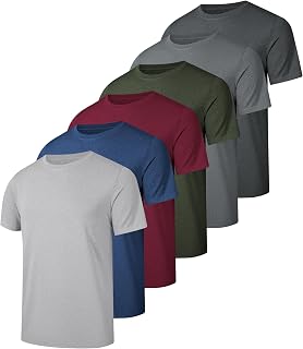Kinglaman 6 Pack Workout Gym Shirts for Men, UPF 50+ Short Sleeve UV Sun Shirt Outdoor Gym Hiking Tops Quick Dry Shirts