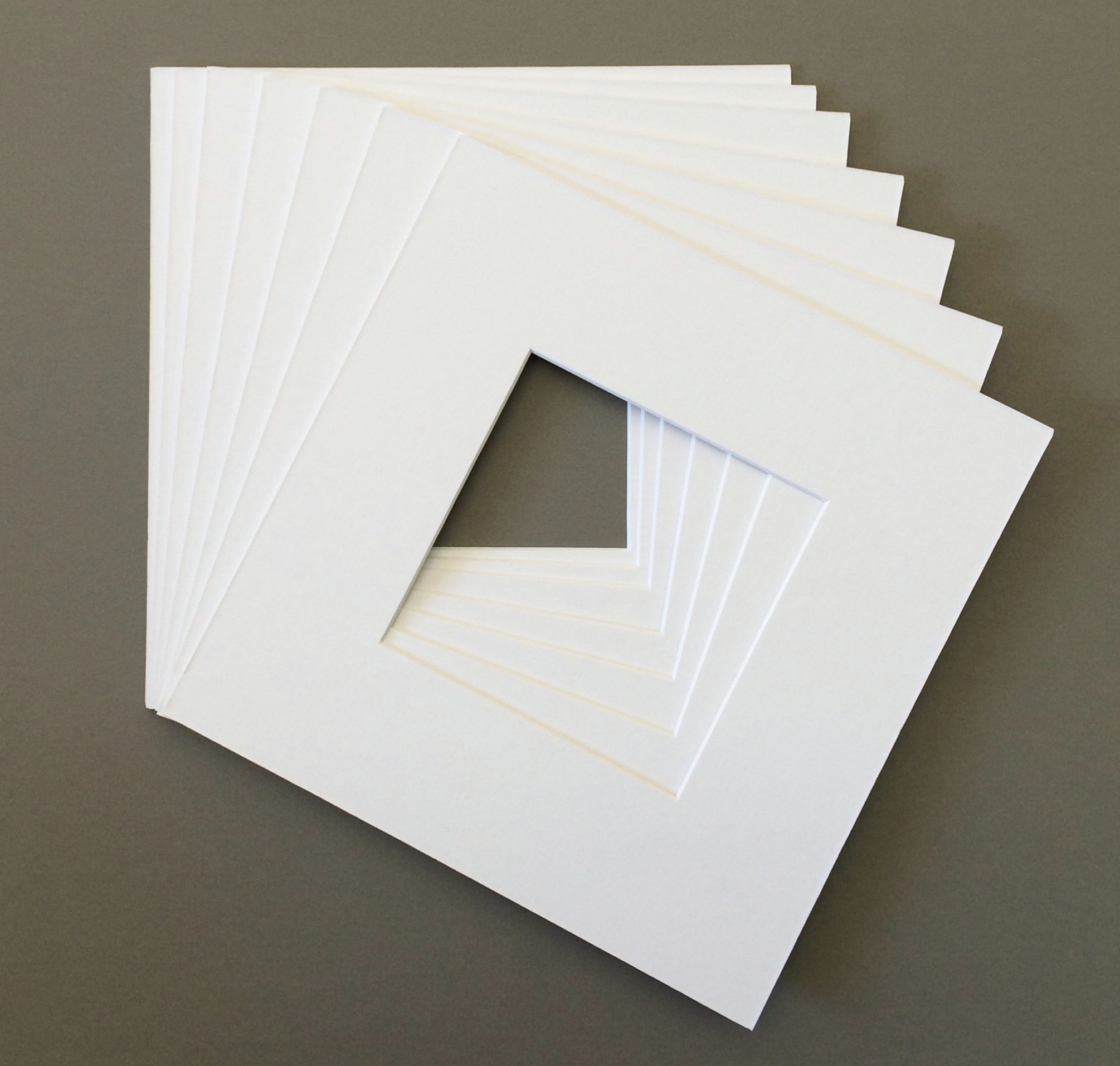 Bux1 Picture Matting16x16 Square White Picture Mats with White Core Bevel Cut for 12x12 Pictures by