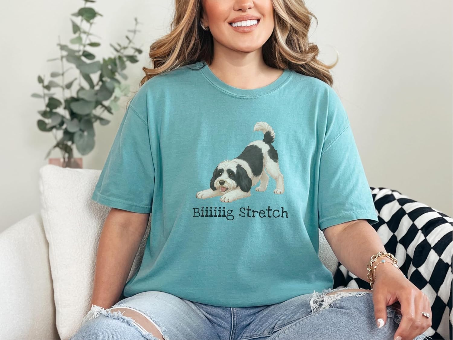 Sheepadoodle Big Stretch | Dog Lover T-Shirt T-Shirt