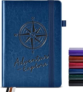 Lined Journal Notebook for Women Men, 160 Pages, A5 Hardcover Vintage Leather Journaling Notebooks for Work, School, Note Taking, Travel, Bible Study, Daily Diary for Writing 5.8"x8.5" (Navy)