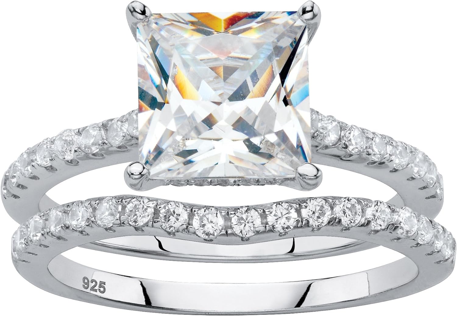 Platinum-Plated Sterling Silver Round Princess Oval or Marquise Cubic Zirconia Bridal Ring Set : Clothing, Shoes & Jewelry