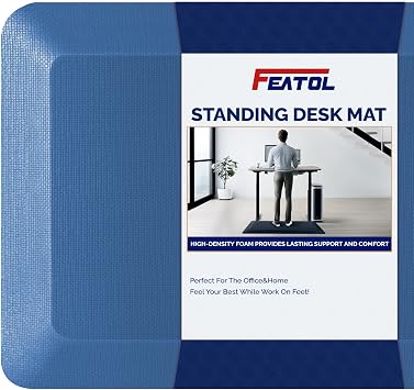 FEATOL Anti Fatigue Mat for Standing, 9/10 Extra Thick Ergonomic Standing Desk Mat, Comfort Memory Foam Standing Mat at Home,Office All Day 20" x 32", Blue, 1PC