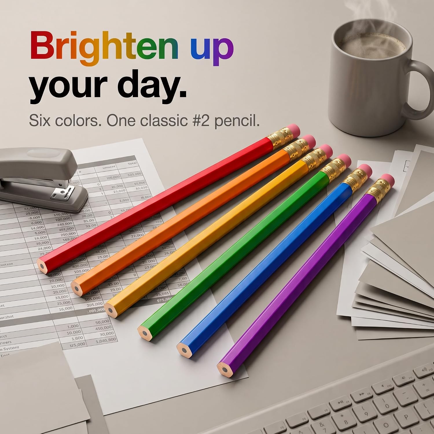 Rainbow Cute Pencils 6 Pack - Cute Number 2 Pencils Unsharpened - Colorful Wood #2 HB Graphite Pencils with Erasers - Fun Stationery for School, Office, Sketching and Writing image 5