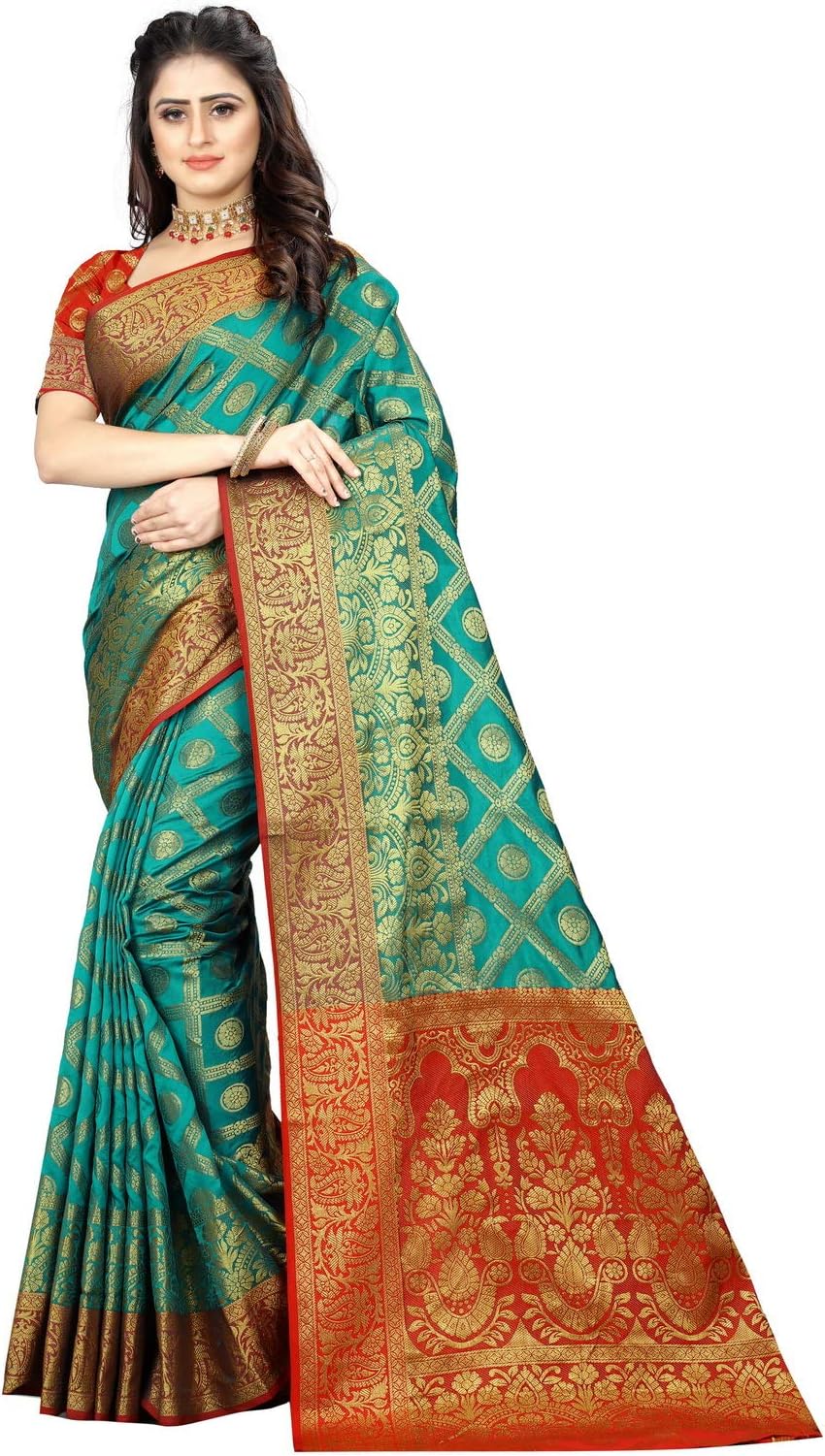 Sarees for Women Banarasi Art Silk Woven Saree l Indian Wedding Ethnic Sari & Blouse Piece - 9020
