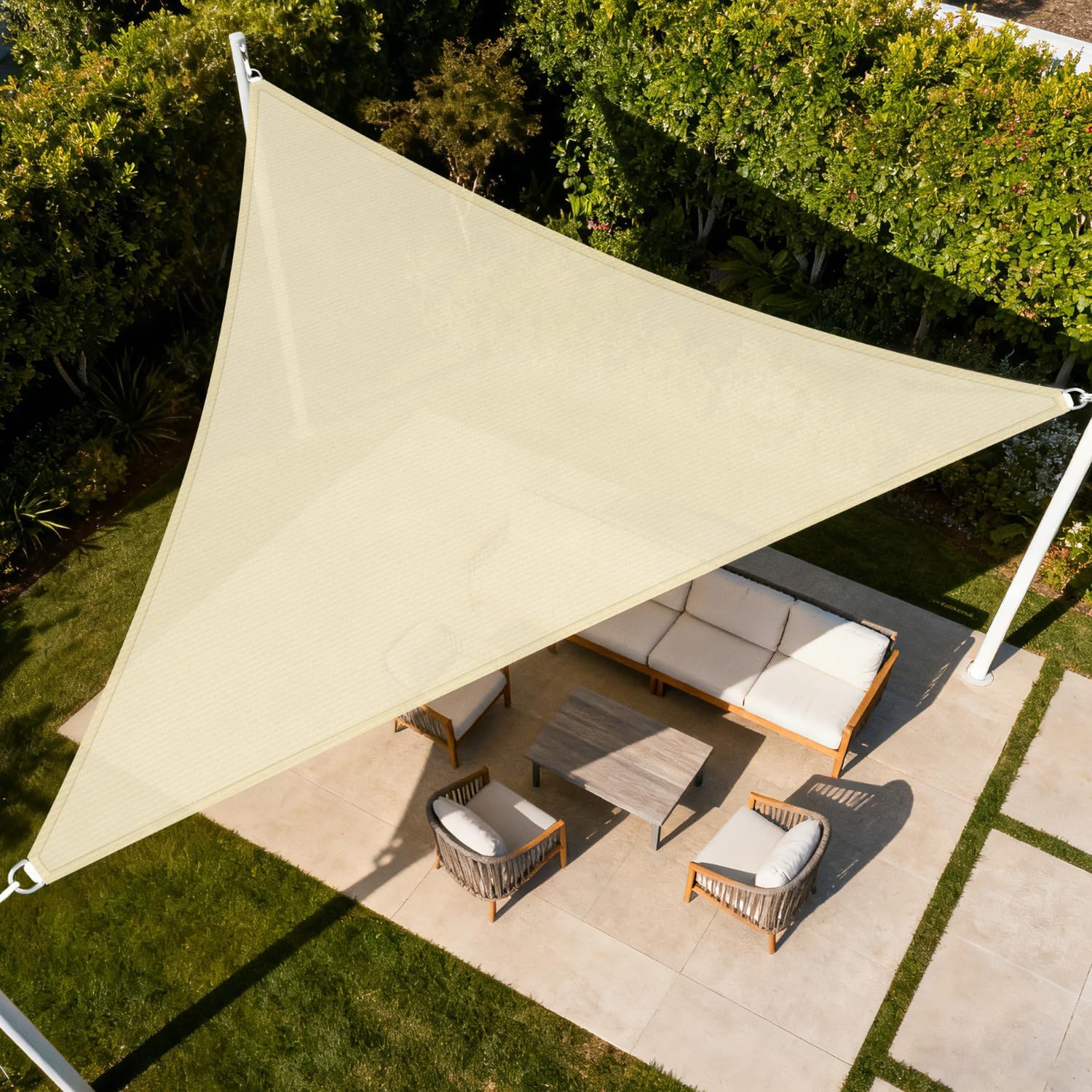 Windscreen4less 12' x 12' x 17' Sun Shade Sail Right Triangle Outdoor Canopy Cover UV Block for Backyard Porch Pergola Deck Garden Patio (Beige)