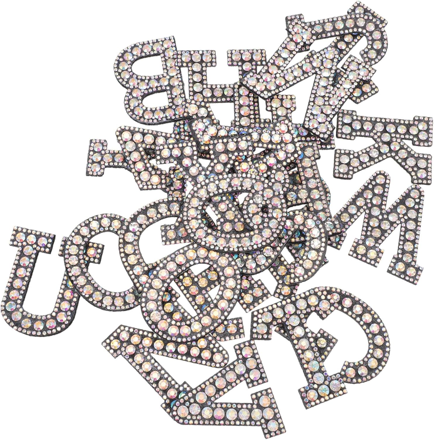 26pcs Alphabet Rhinestone Cloth Patches DIY Sewing Appliques for Clothing Bags Garments Decorative Accessories Craft Supplies