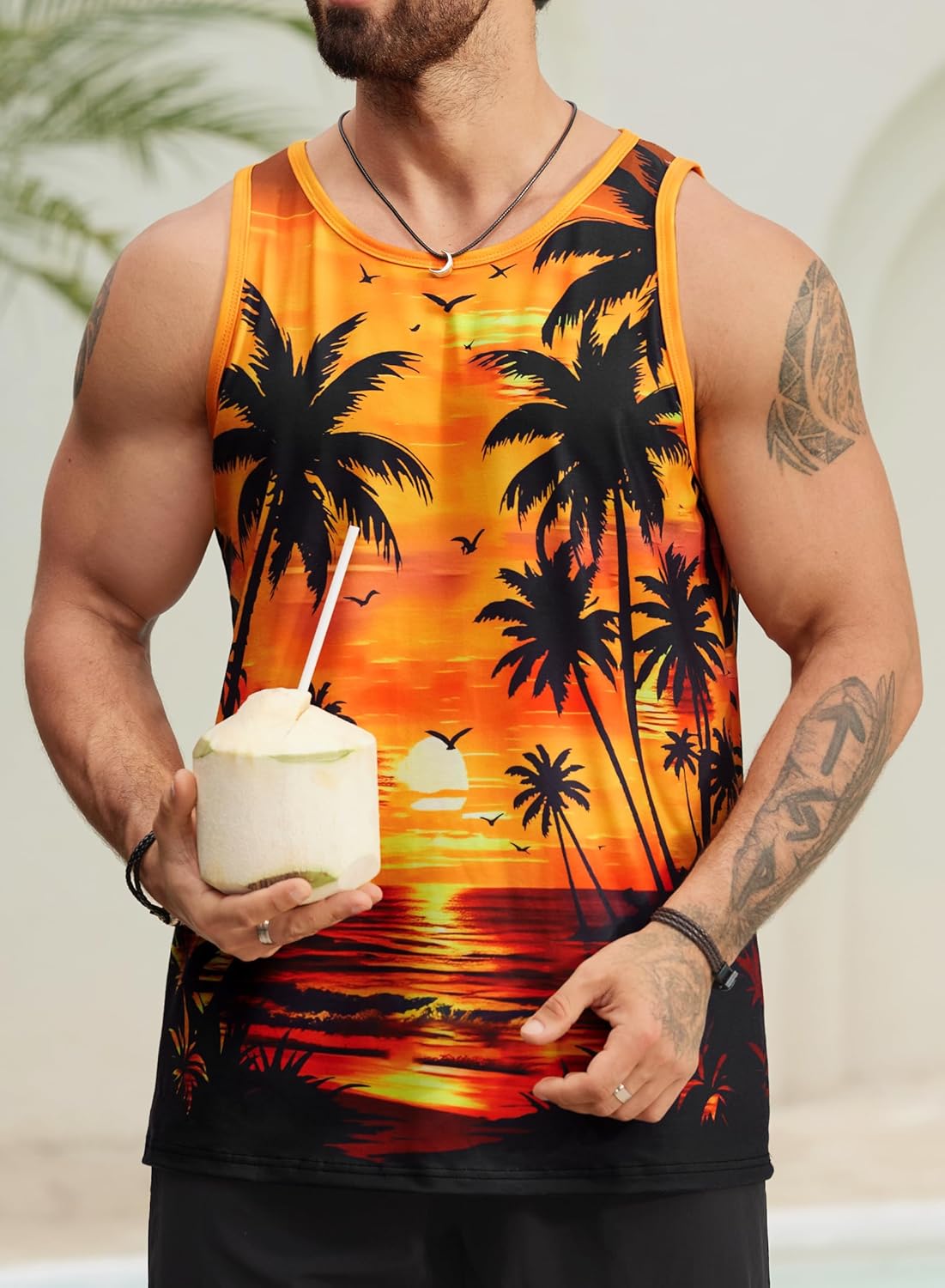 Mens Hawaiian Beach Tank Tops Summer Vacation Muscle Top Graphic Sleeveless Shirts (S-3XL) - Image 4